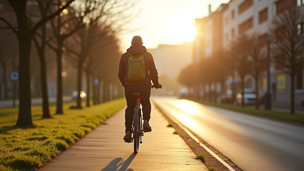 Hannover Pendler mit Fahrrad auf dem Radweg